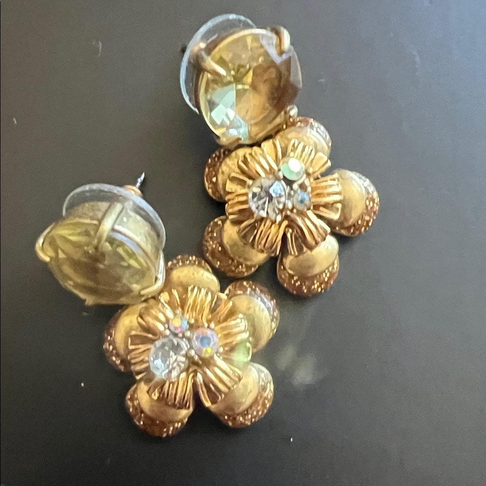 J. Crew Crystal Midnight Floral  Statement Earrings